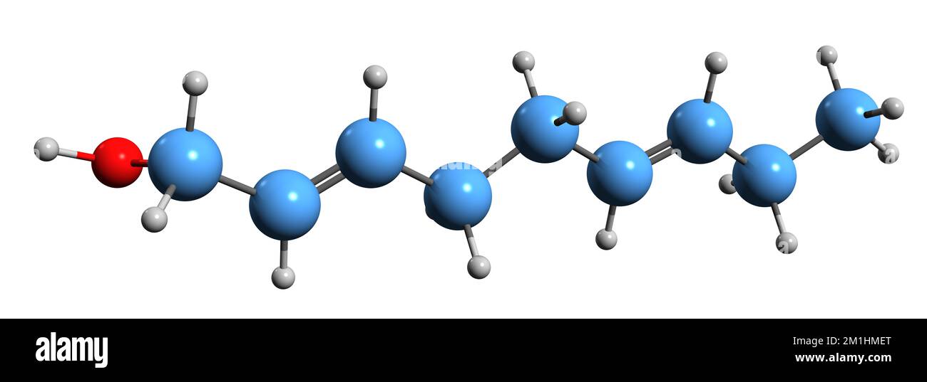 3D image of Nonadienol skeletal formula - molecular chemical structure of phytochemical isolated on white background Stock Photo