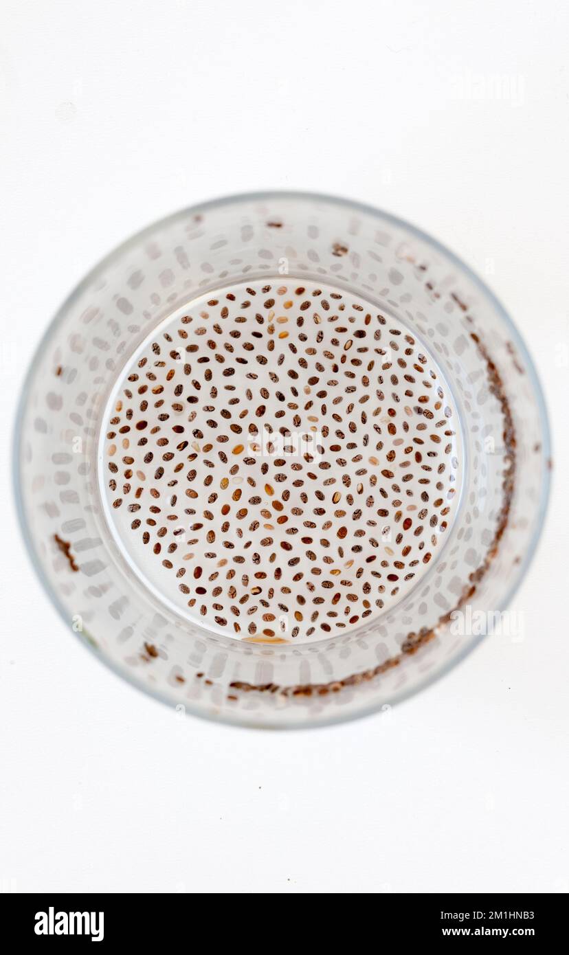 Chia seeds in water Stock Photo