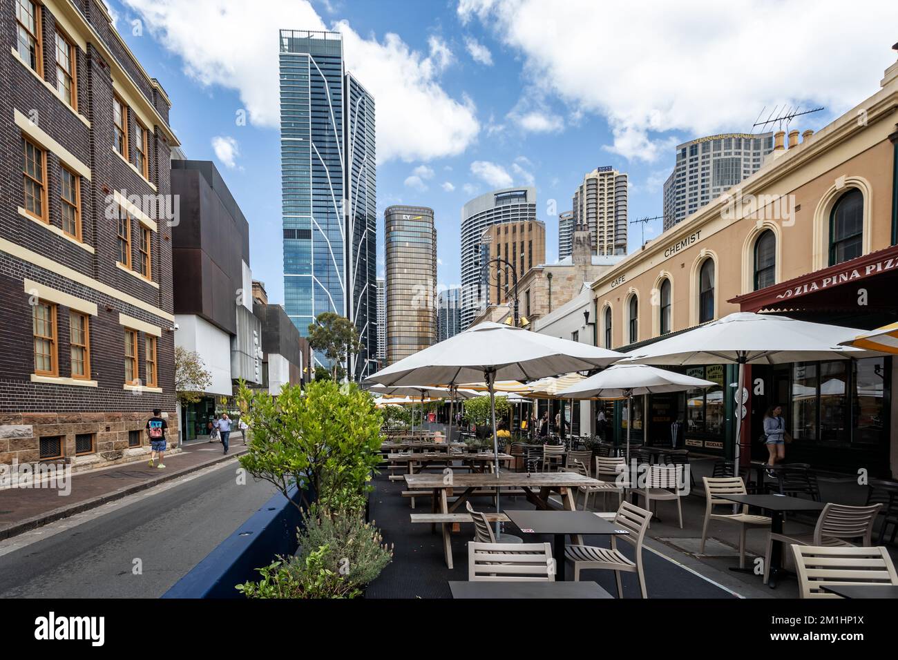 Outdoor restaurants and cafes near Cruise Terminal in Circular quay, Sydney, Australia on 9