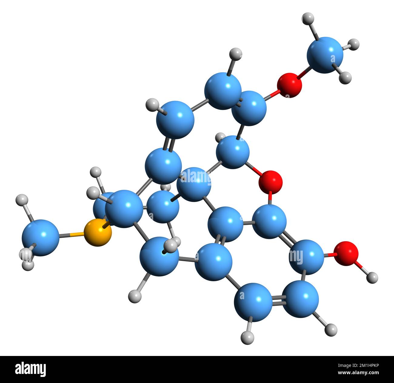 3D image of Oripavine skeletal formula - molecular chemical structure of 3-O-desmethylthebaine isolated on white background Stock Photo