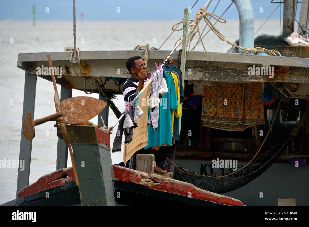 Most indigenous Rungus people in Kudat, Sabah, Borneo, Malaysia, live and work on fishing boats. Stock Photo