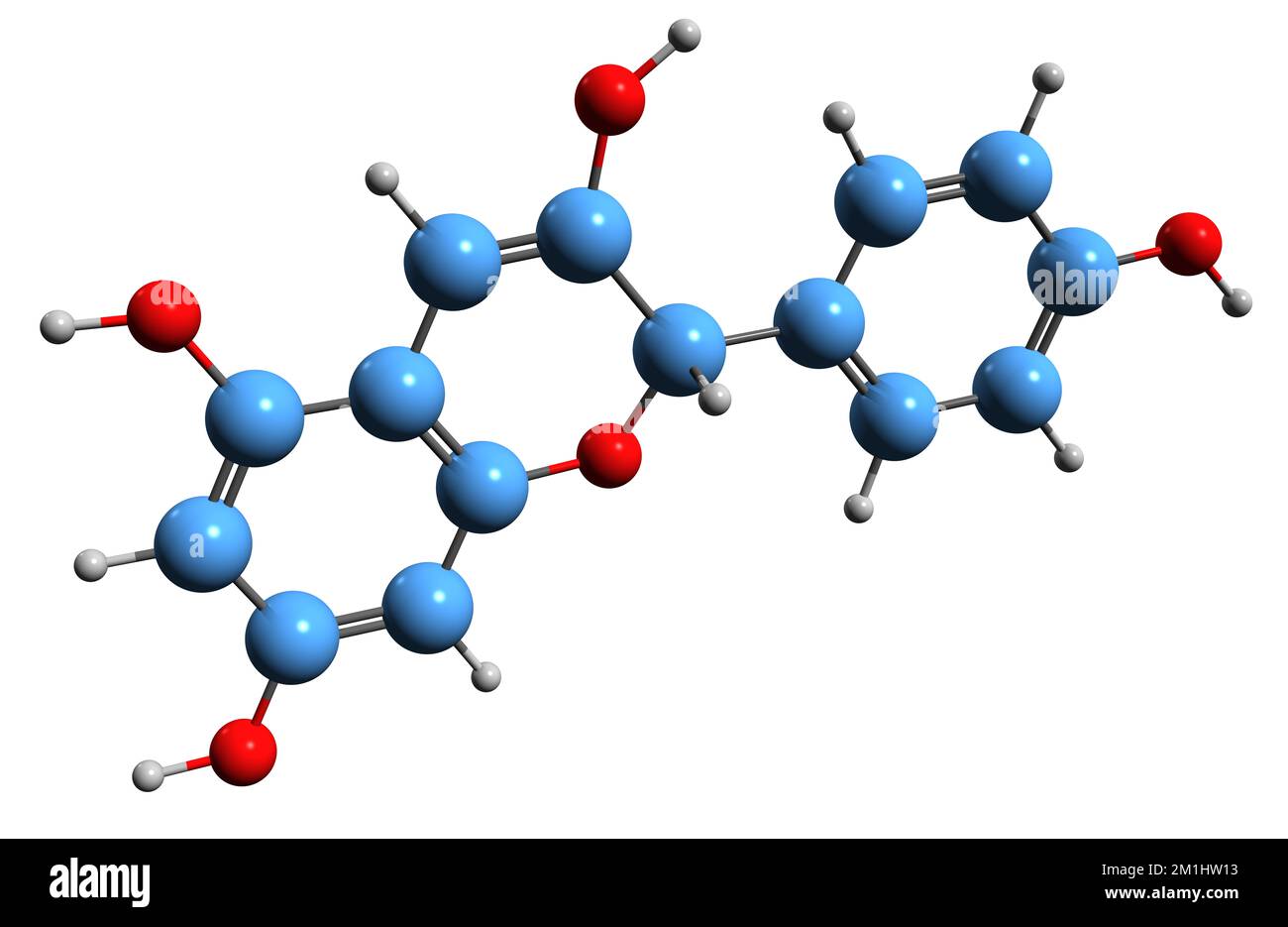 3D image of Pelargonidin skeletal formula - molecular chemical structure of  anthocyanidin isolated on white background Stock Photo