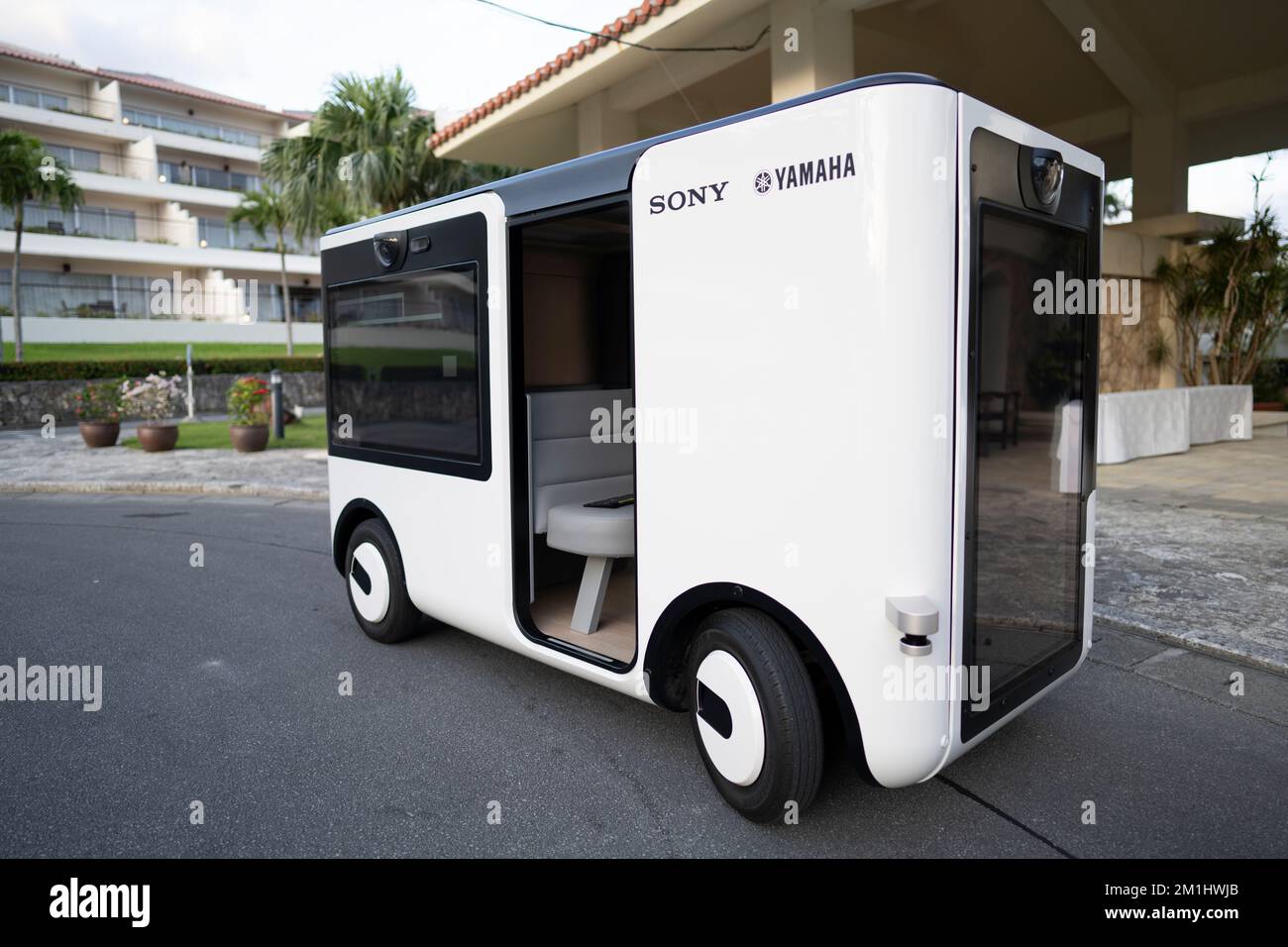 Sony and Yamaha's Sociable Cart SC-1 self-driving box at Kanucha Resort Okinawa, 7th October 2022 Stock Photo