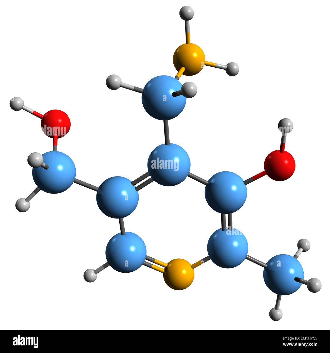 3D image of Pyridoxamine skeletal formula - molecular chemical structure of  vitamin B6 isolated on white background Stock Photo