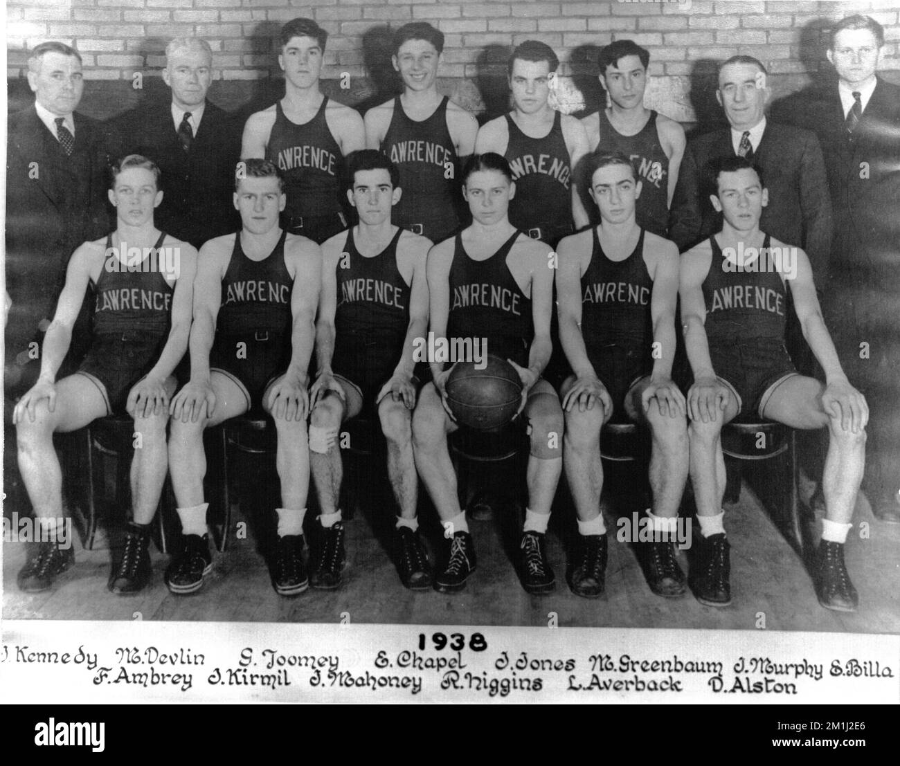 1938 Lawrence High School basketball team , Basketball players, Lawrence High School Lawrence, Mass. Stock Photo