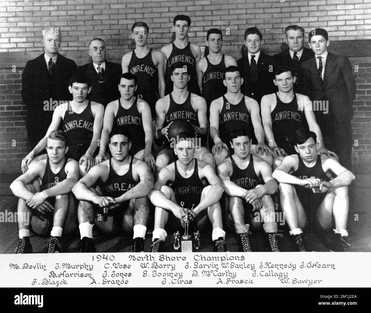 1940 Lawrence High School basketball team , Basketball players, Lawrence High School Lawrence, Mass. Stock Photo