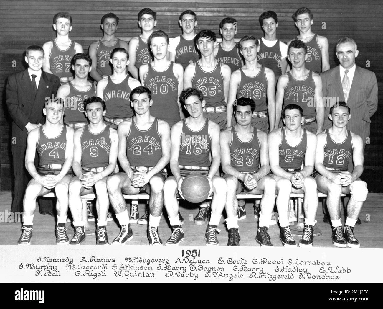 1951 Lawrence High School basketball team , Basketball players, Lawrence High School Lawrence, Mass. Stock Photo