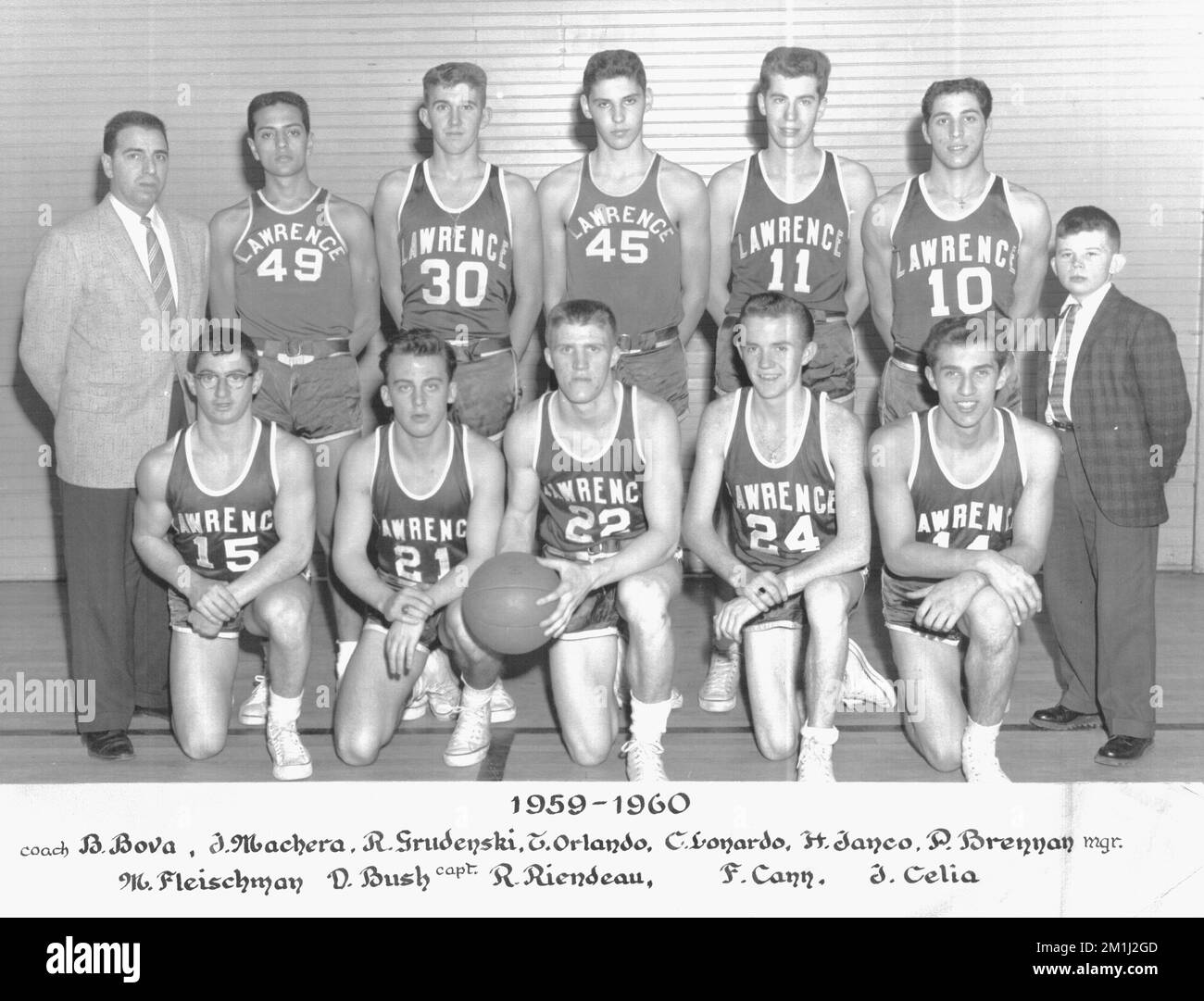 1959-60 Lawrence High School basketball team , Basketball players, Lawrence High School Lawrence, Mass. Stock Photo