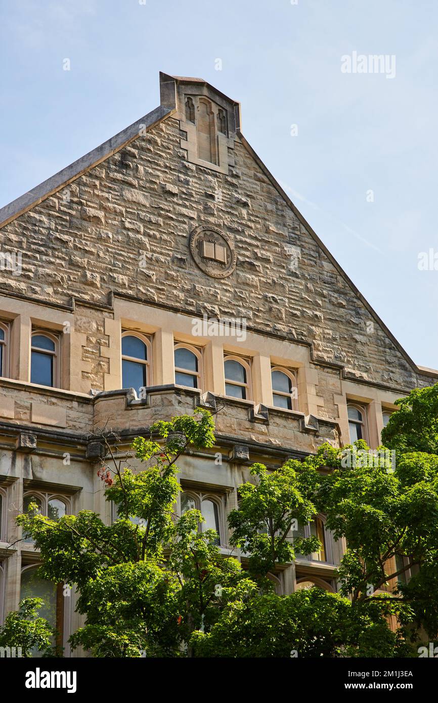 Detail of limestone architecture of college campus building in Bloomington Stock Photo Alamy