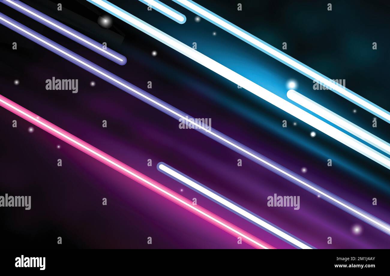 Bright Straight Lines Neon Lights Technology Background Stock Vector