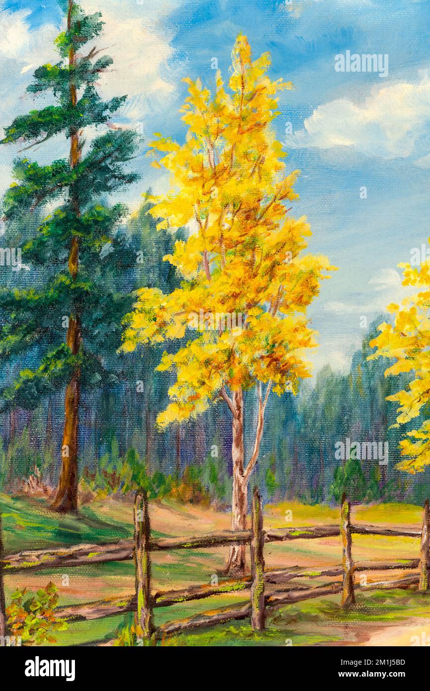 Oil painting on canvas birch hi-res stock photography and images - Alamy