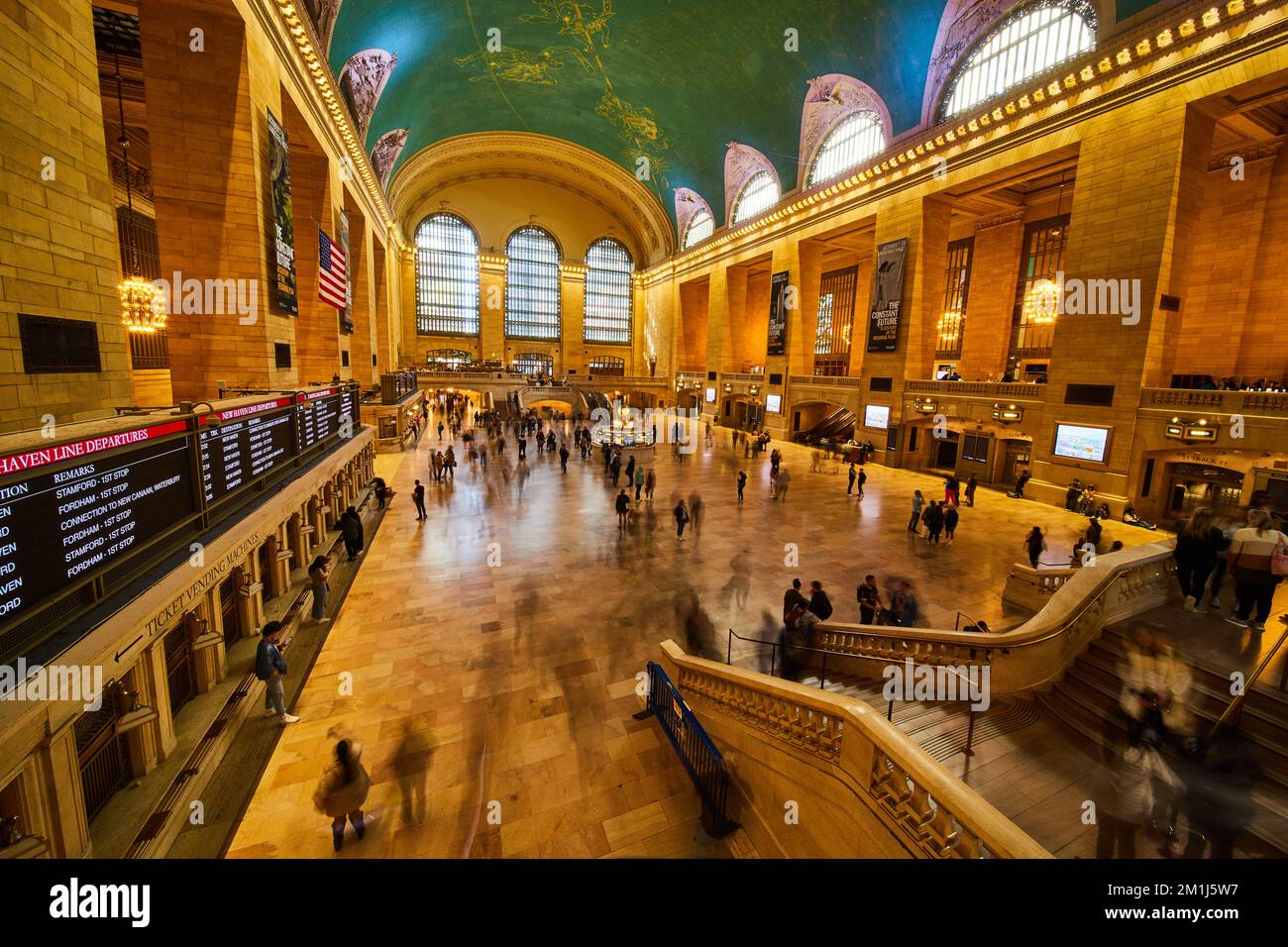 Inside iconic Grand Central Station in New York City with blurred