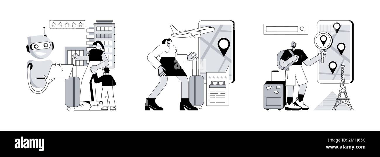 Trip planning abstract concept vector illustration set. Smart