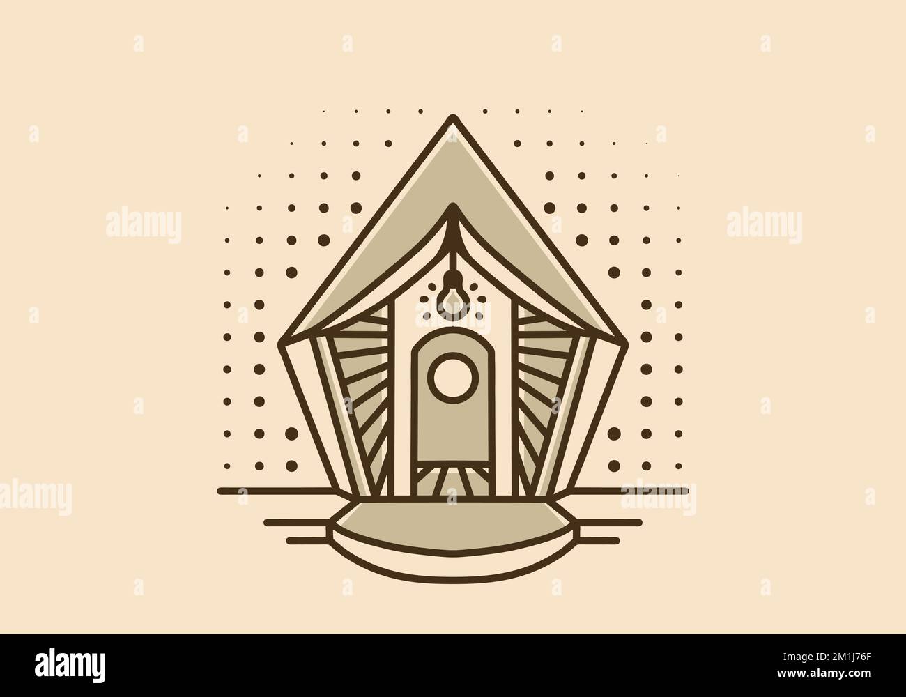 Vintage art illustration design of a small and aesthetic wood cabin Stock Vector