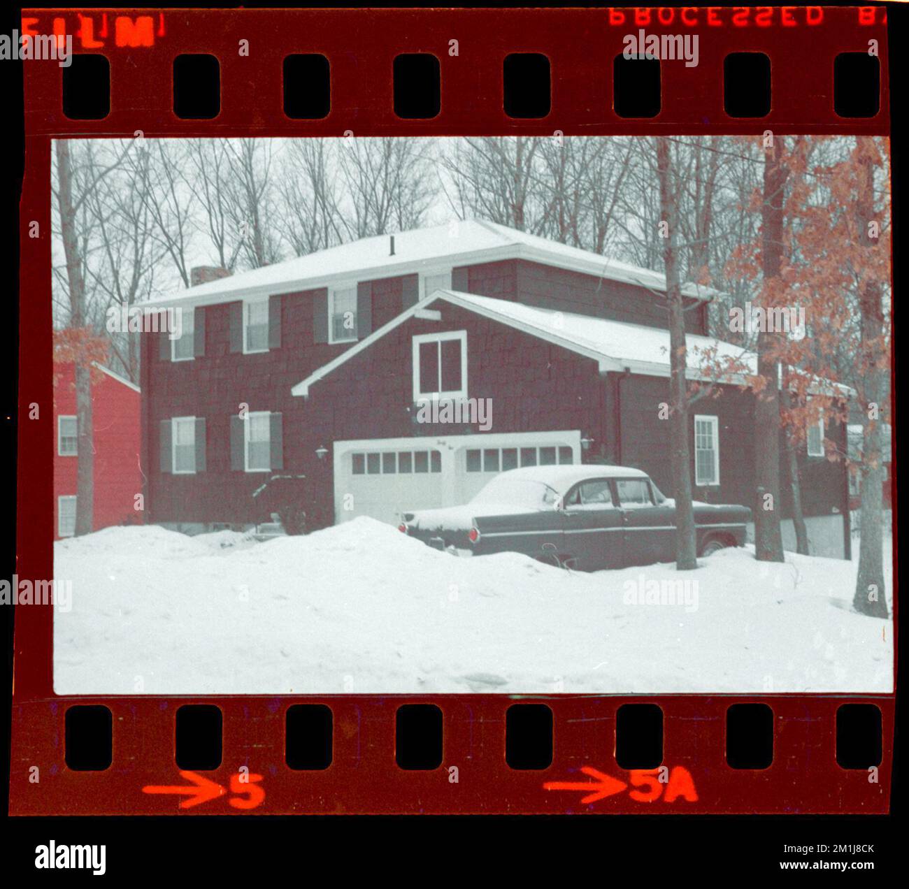 42 Gilbert Road , Houses, Snow, Winter, Automobiles. Needham Building