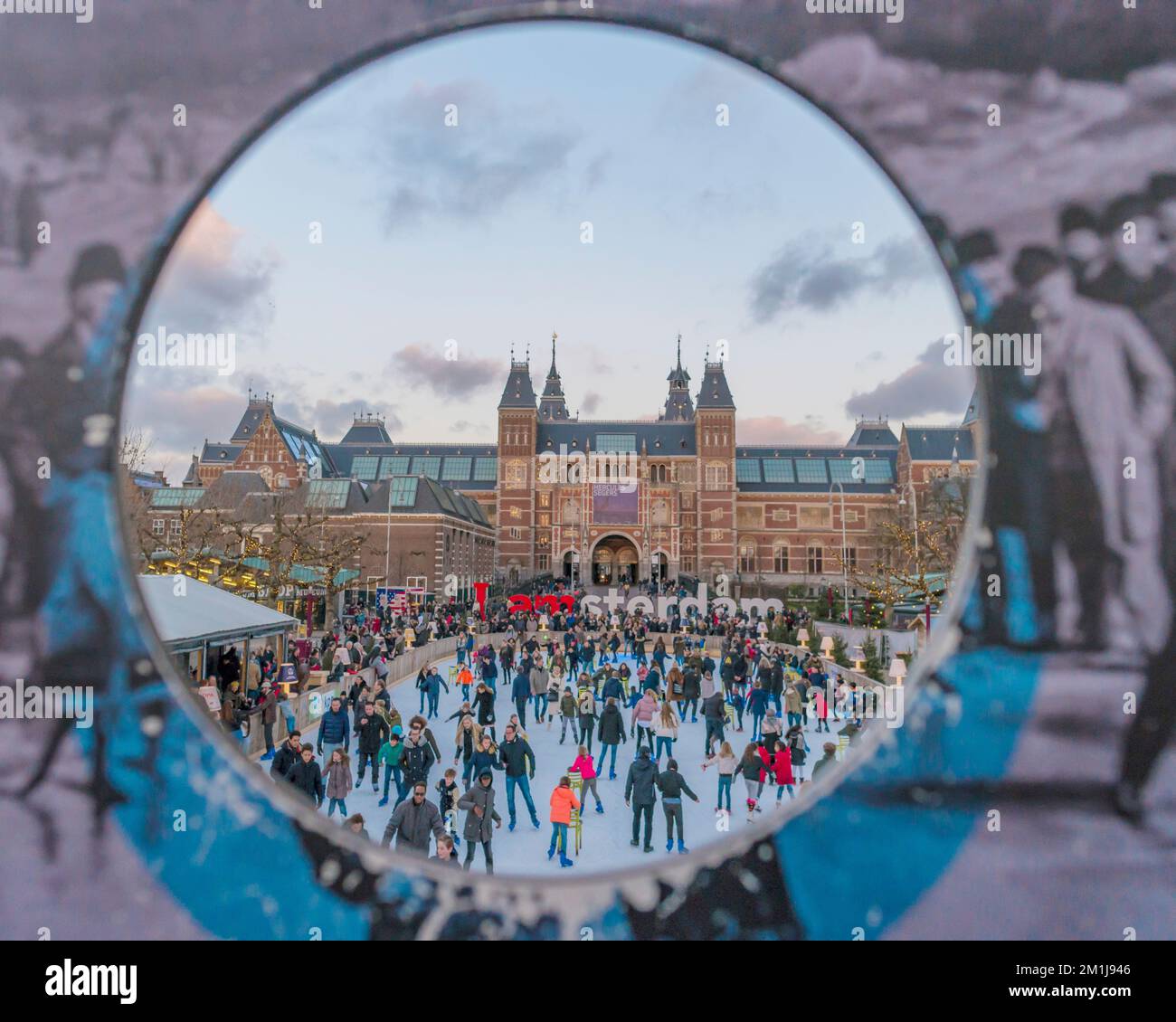 Amsterdam Netherlands 2020, Ice rink Amsterdam during winter, people