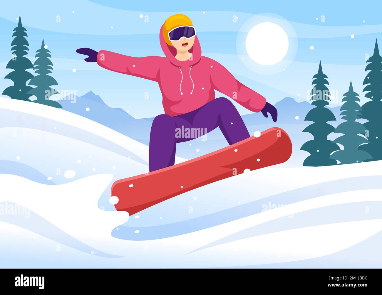 Snowboarding with People Sliding and Jumping on Snowy Mountain Side or
