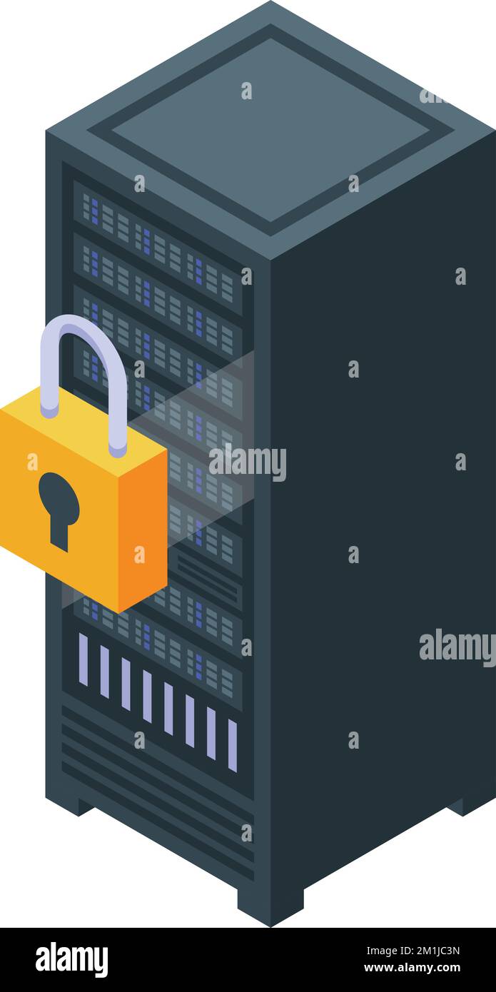 Secured server icon isometric vector. Vpn network. System online Stock Vector
