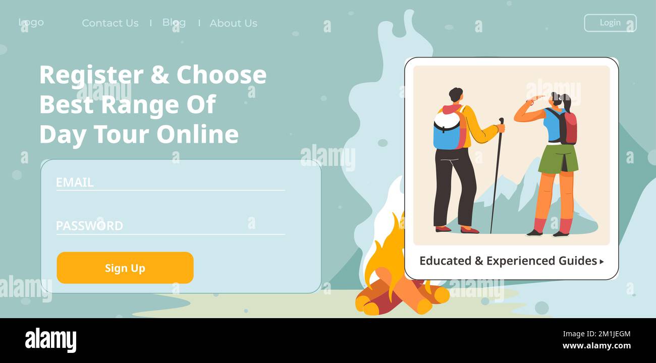 Tour Guide Register Register and choose best range of day tour online Stock Vector Image ...