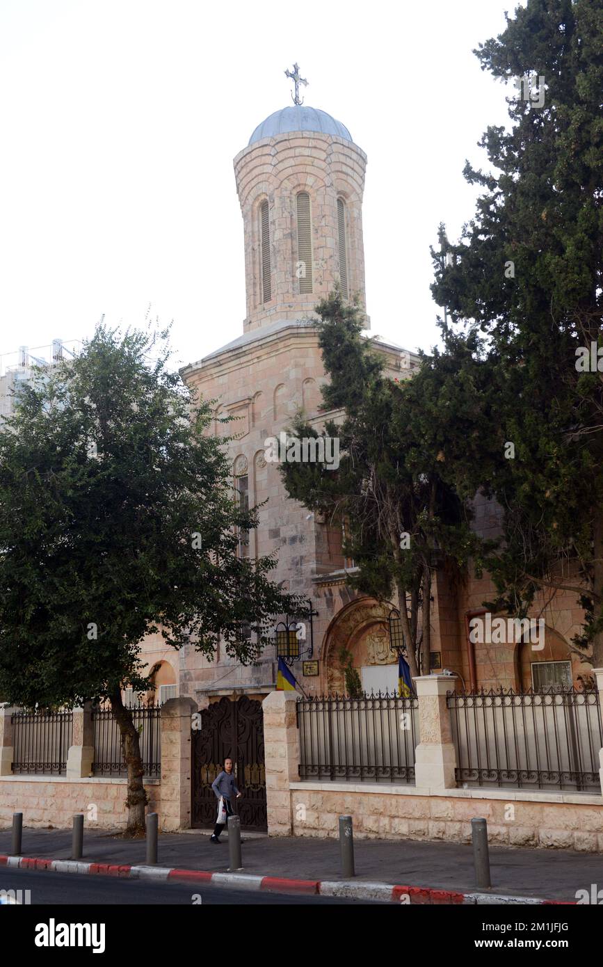 The Romanian Orthodox church in Musrara, Jerusalem Stock Photo