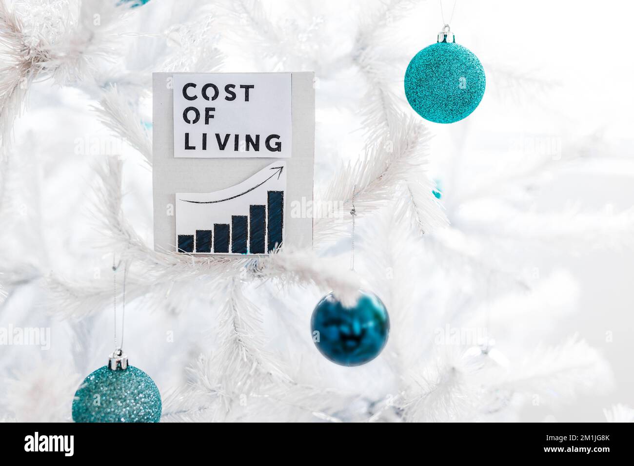 Cost of Living text and graph with growing stats in front of Christmas