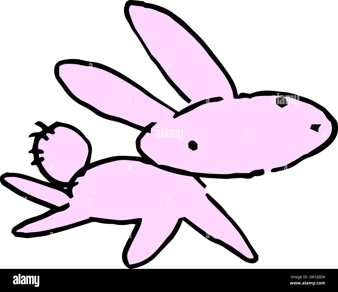 This is a illustration of Clip art of rabbit in children doodle style Stock Vector