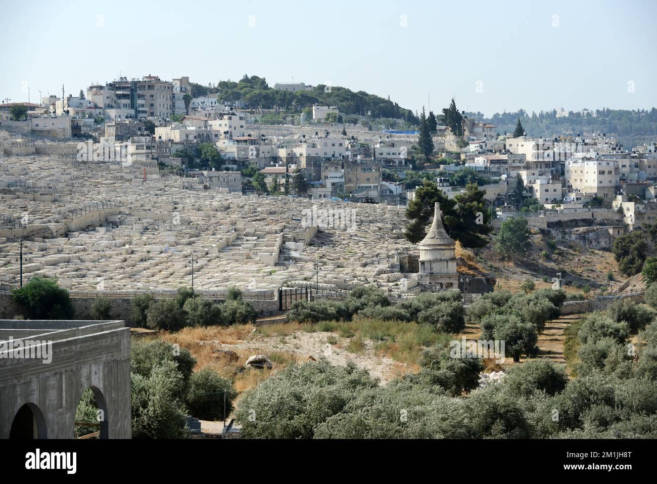 A view of the Kidron valley with the Tomb of Absalom. East Jerusalem. Stock Photo