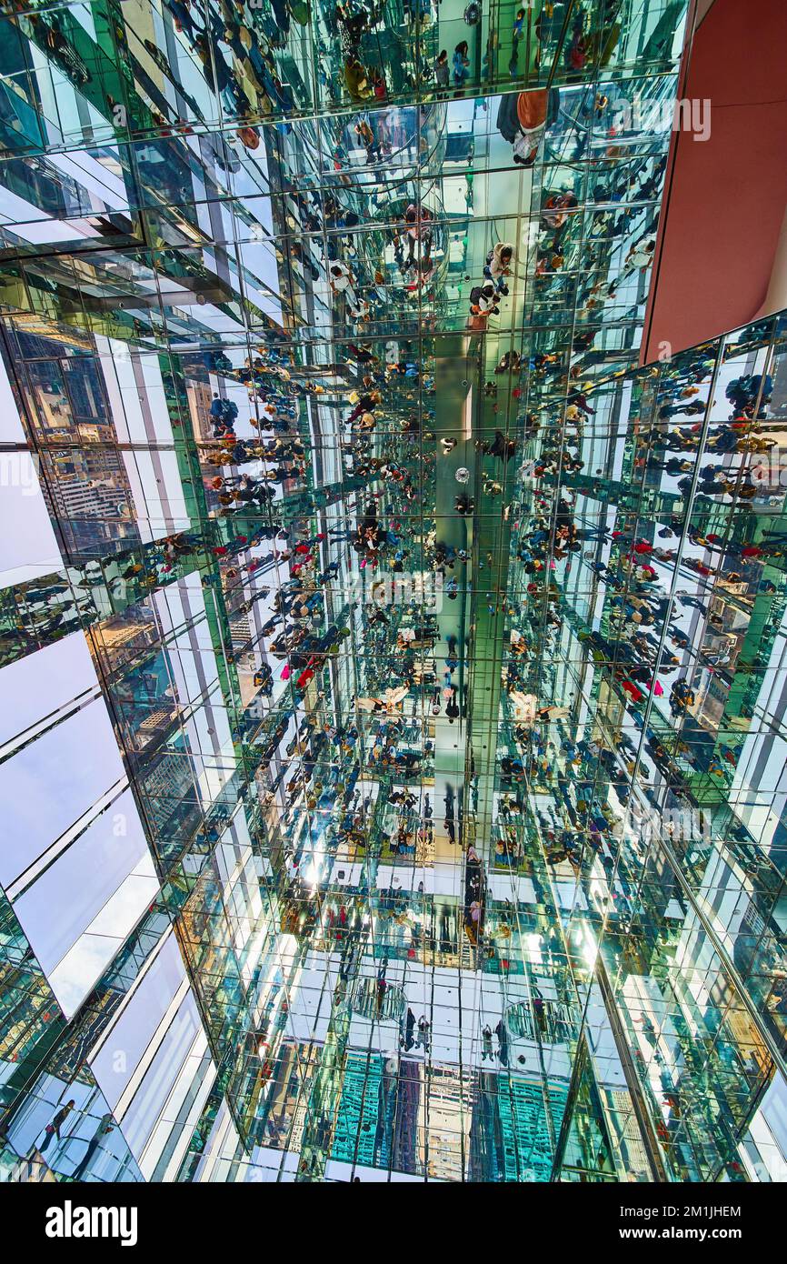 Stunning infinity mirror glass room in skyscraper Summit One New York