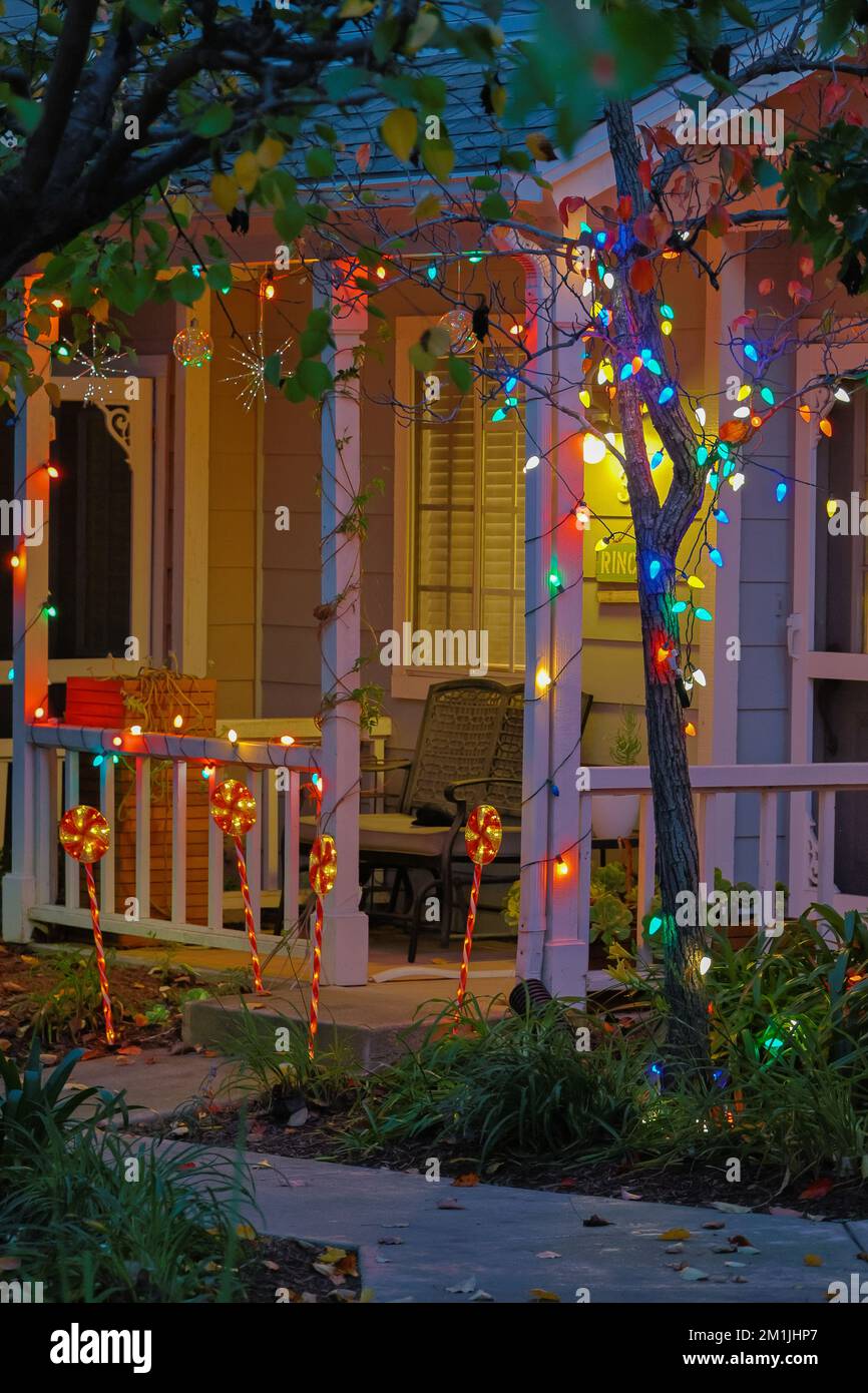 Christmas lights in Carpinteria California Stock Photo Alamy
