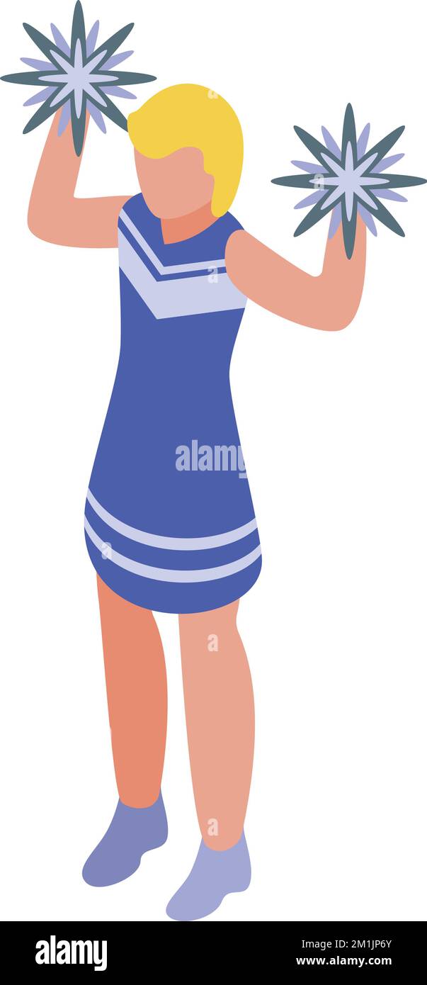 Student cheer girl icon isometric vector. Woman dancer. Cute jumping Stock Vector