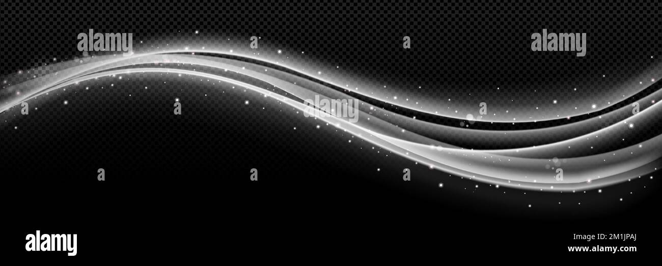 Light lines motion effect. Abstract white waves with blur, sparkles and ...