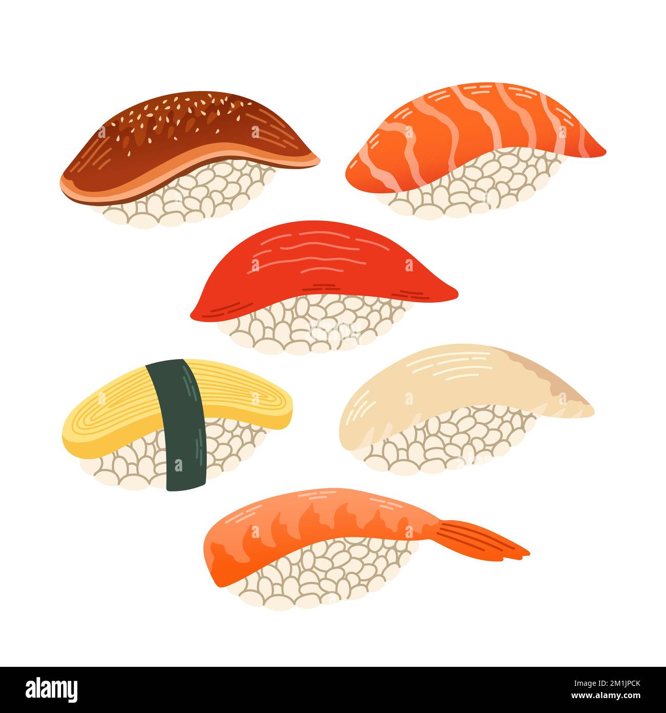 Sushi set japan asian food vector logo design pack isolated on white background Stock Vector