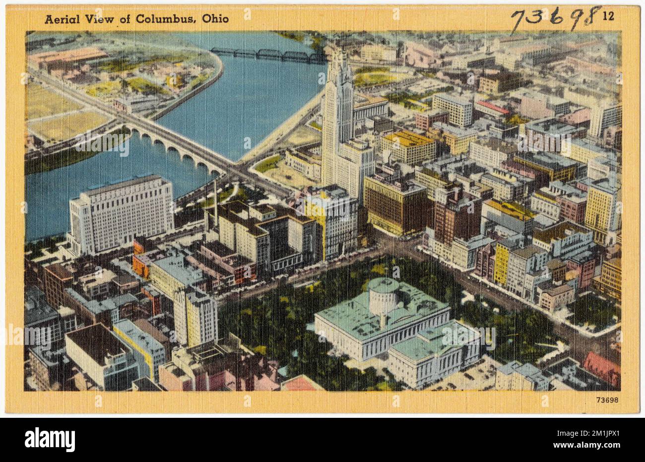Aerial view of Columbus, Ohio , Cities & towns, Tichnor Brothers Collection, postcards of the