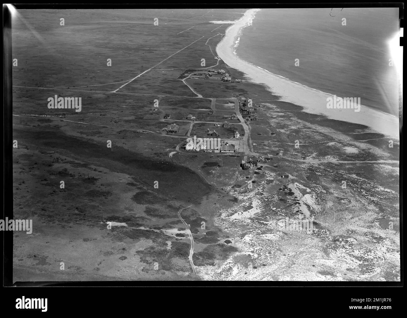 Aerial view of NDF Station , Signal stations, Coastlines, NDF Station. Photographs of the First Naval District Stock Photo