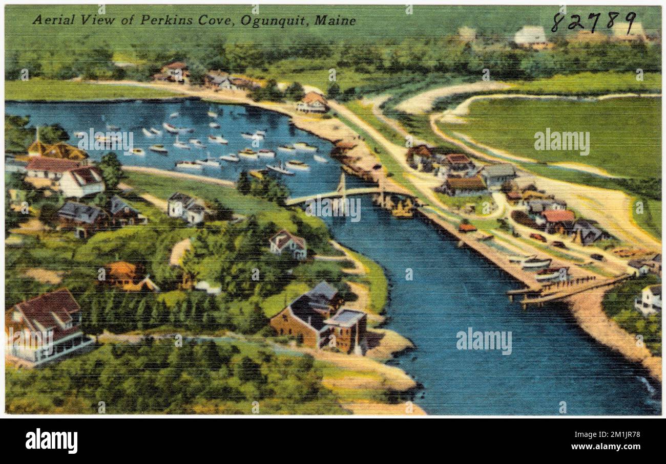 Aerial view of Perkins Cove, Ogunquit, Maine , Cities & towns, Tichnor