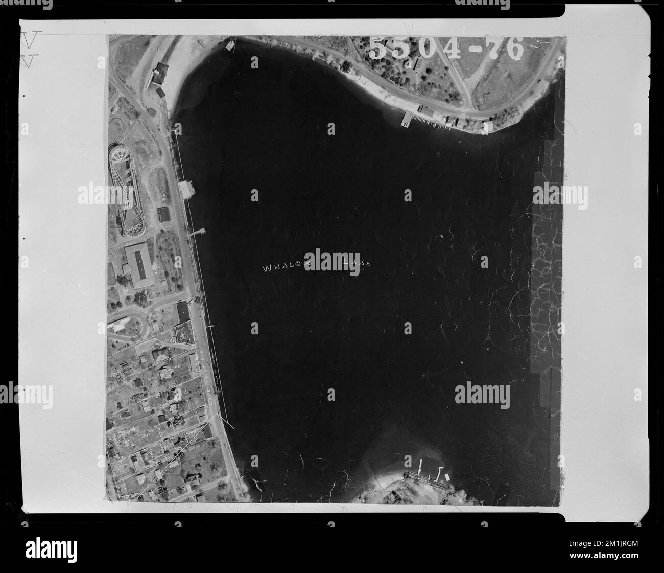 Aerial view of Whalom Lake and properties near Lake Front Avenue , Land