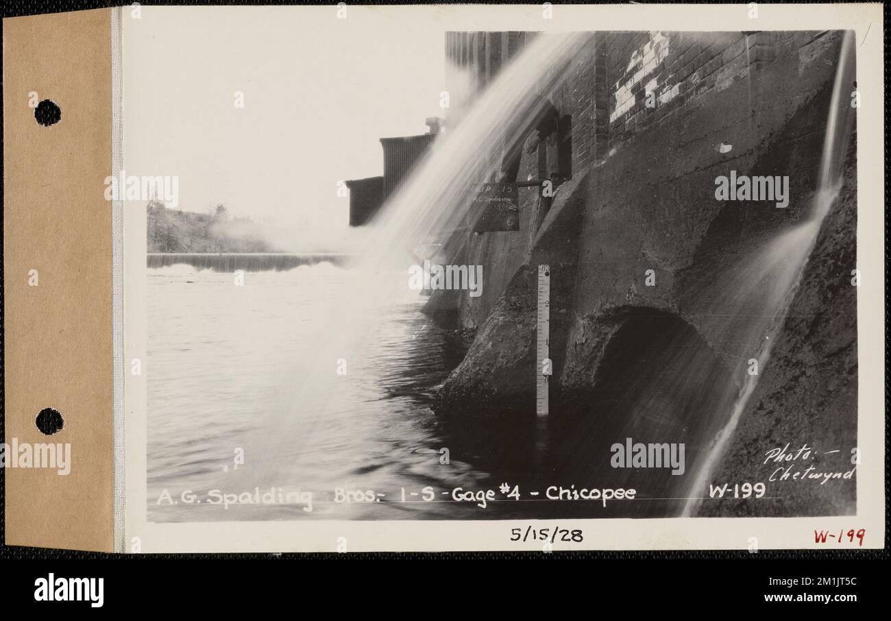 A.G. Spalding Brothers Co., 1-S, Gage #4, Chicopee, Mass., May 15, 1928 , Stream-gaging stations, waterworks, real estate, factories structures, watershed sanitary conditions Stock Photo