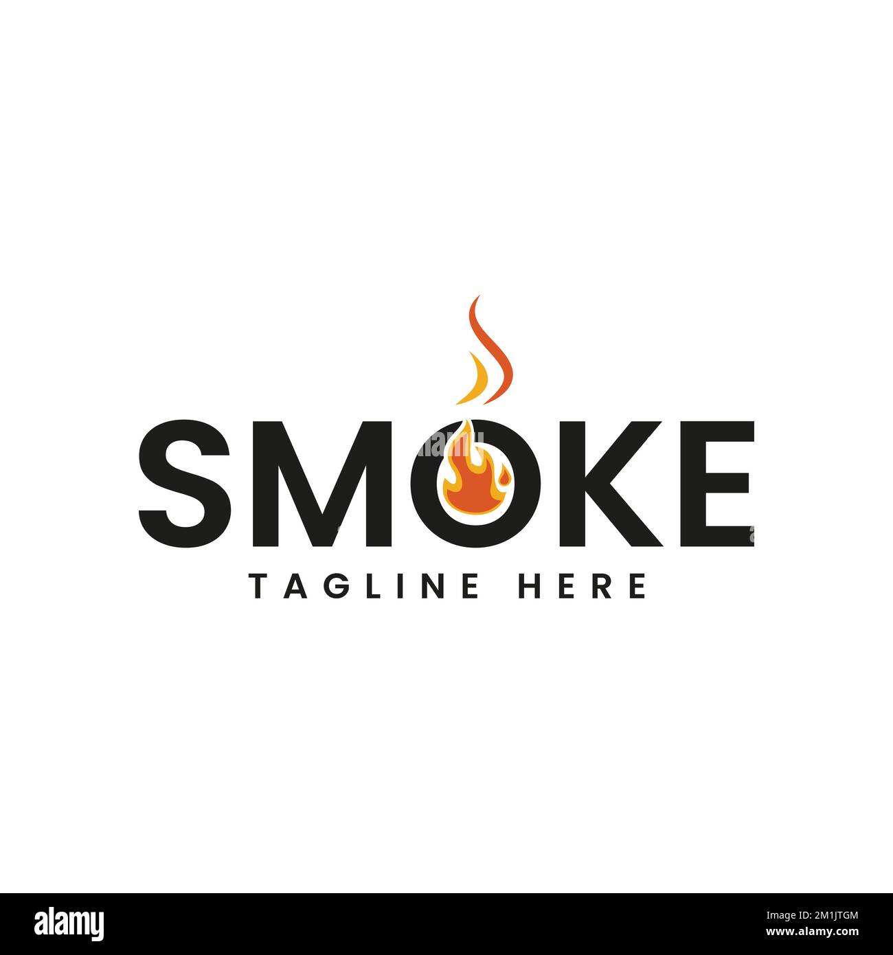 Smoke fire logo design inspiration, watermark logo on white background,symbol,design vector template Stock Vector
