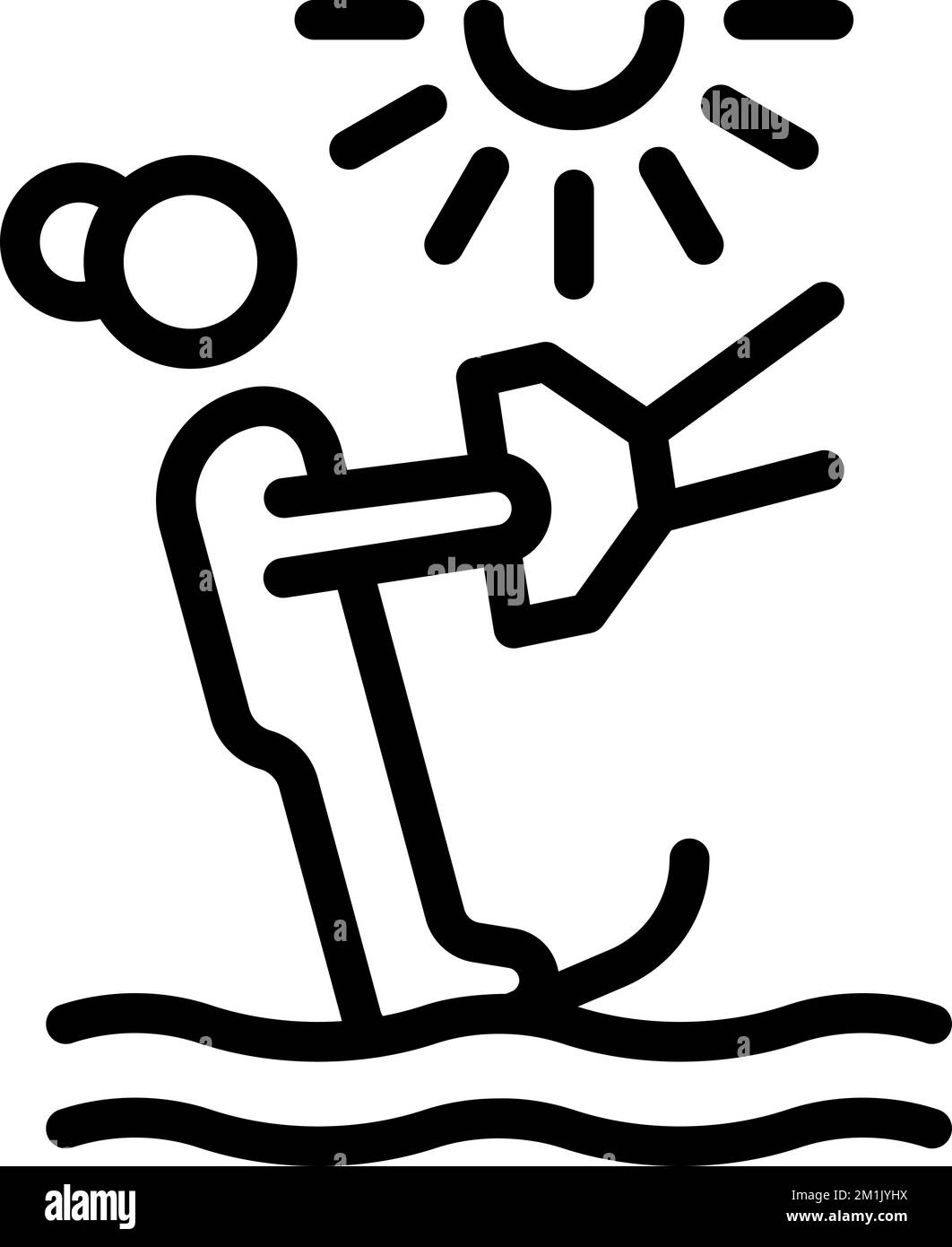 Girl water ski icon outline vector. Sea fun. Surfer boat Stock Vector