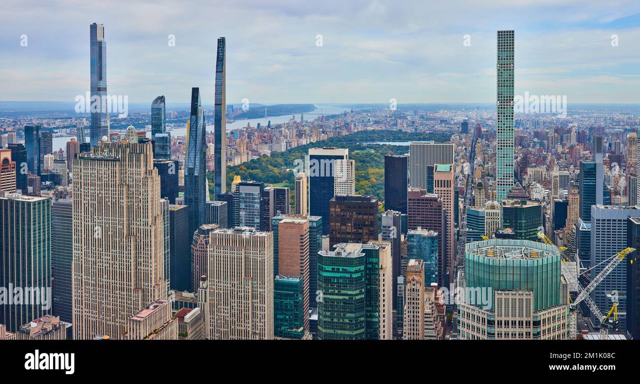 Overlooking Central Park and under construction skyscraper high up