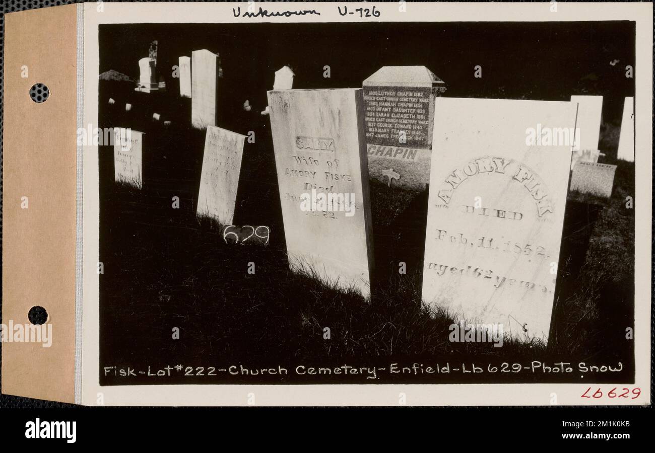 Amory Fisk, Church Cemetery, lot 222, Enfield, Mass., ca. 19301931