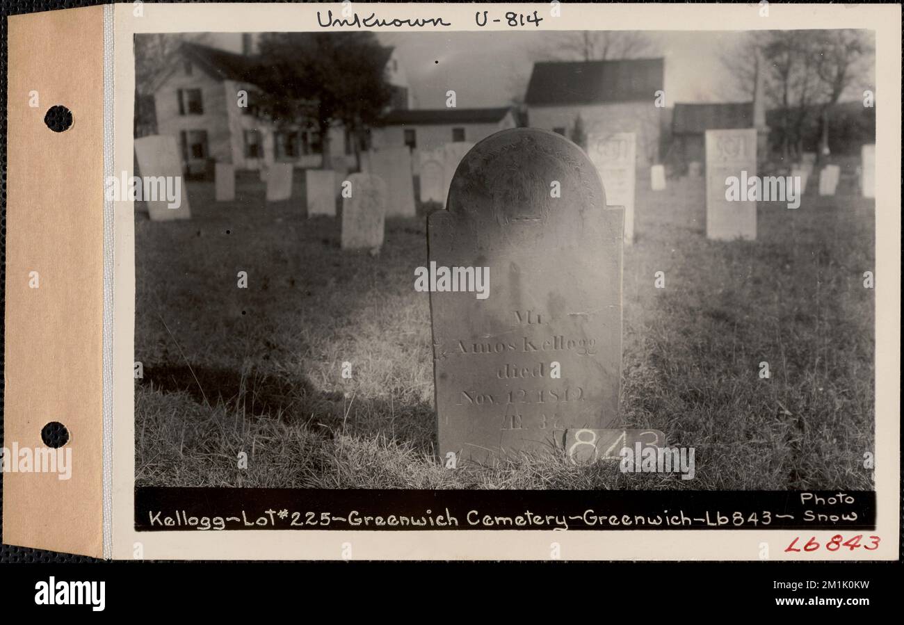 Amos Kellogg, Greenwich Cemetery, Old section, lot 225, Greenwich, Mass