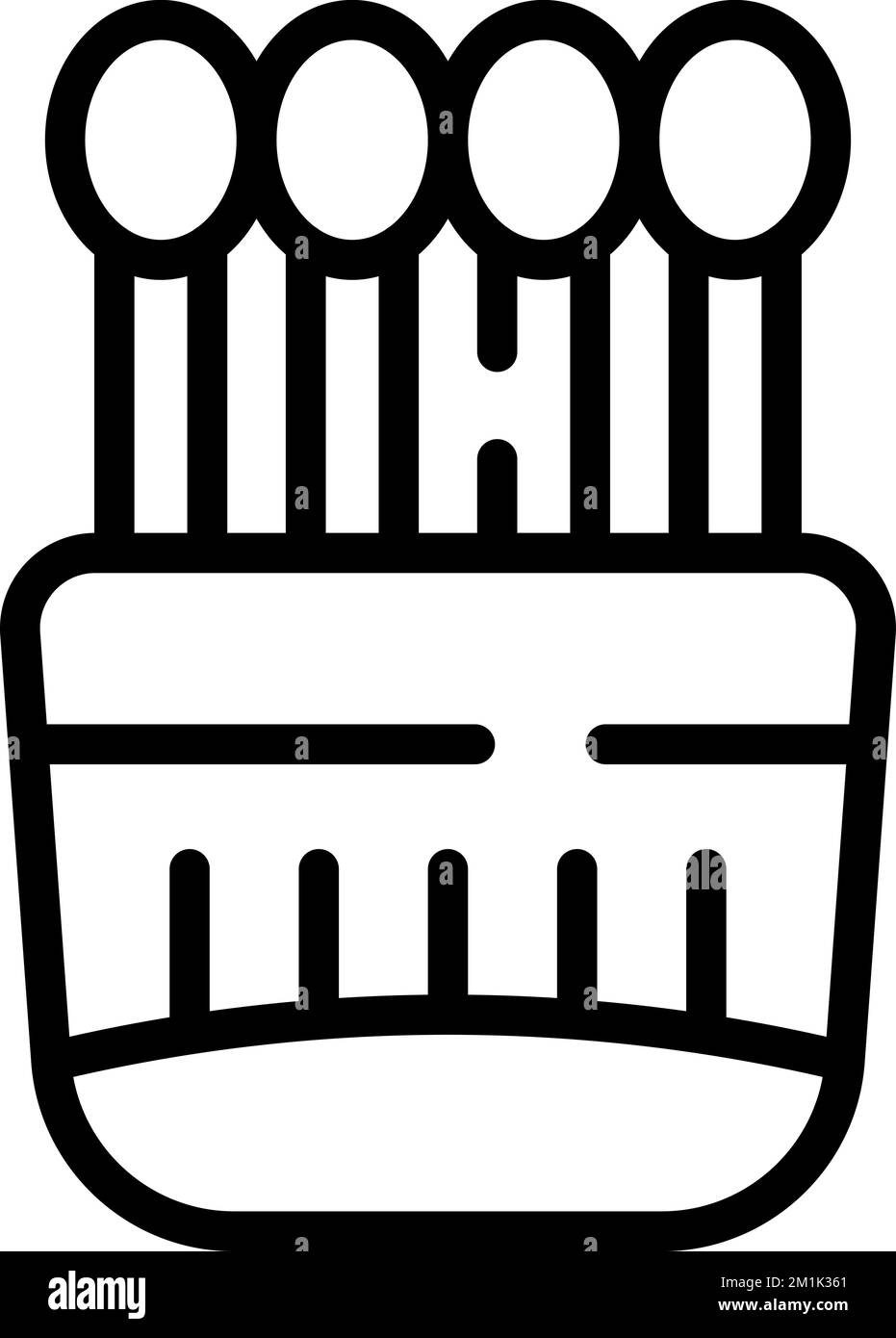 Clean pick icon outline vector. Cotton ear. Wood cotton Stock Vector