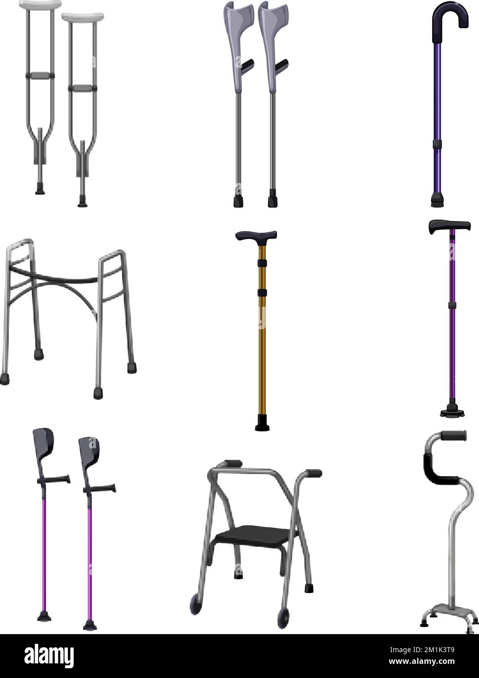crutch medical set cartoon vector illustration Stock Vector Image & Art