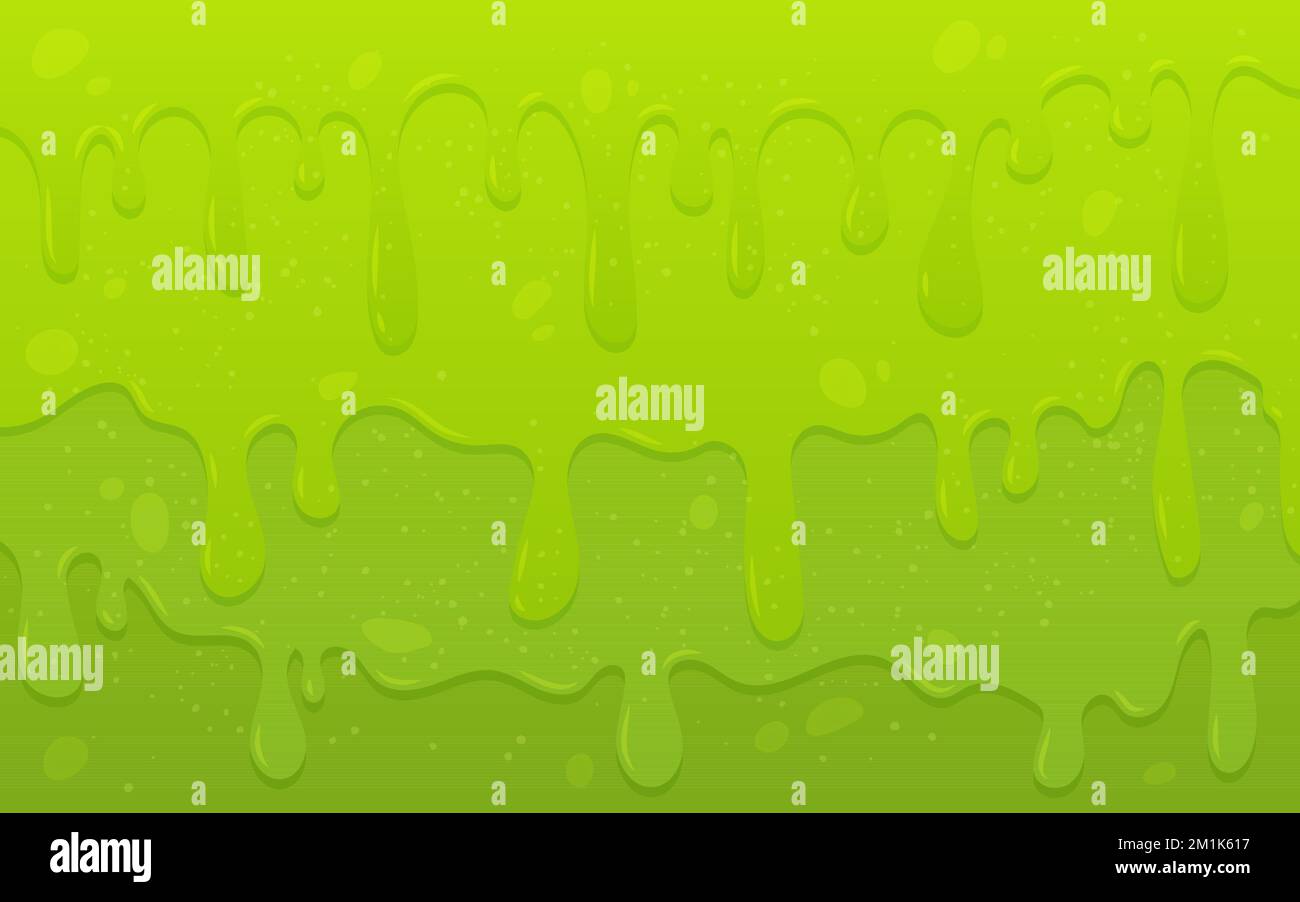 Flowing green sticky liquid. Slime drips and flowing. Stock Vector