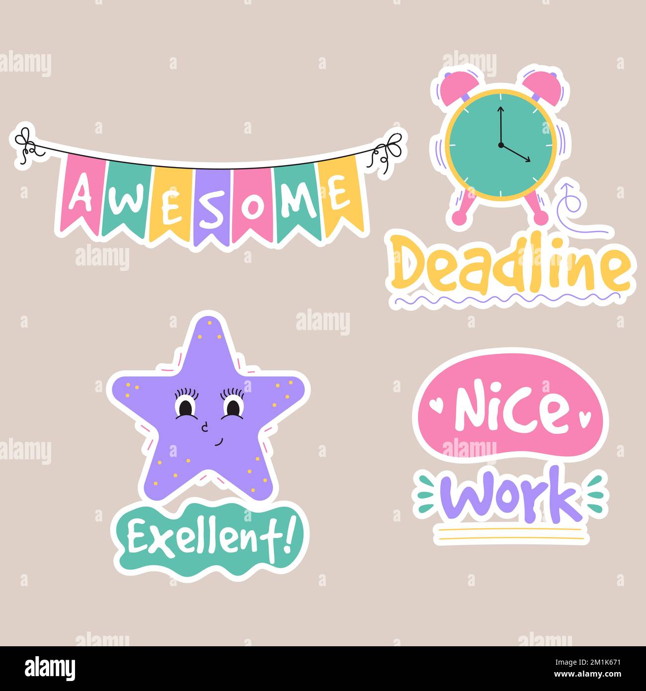 Job and great job groovy stickers pack. Set of reward stickers for