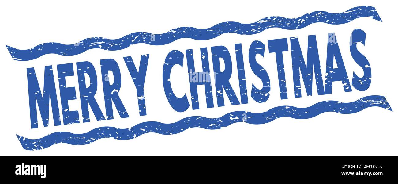 MERRY CHRISTMAS text written on blue lines stamp sign. Stock Photo