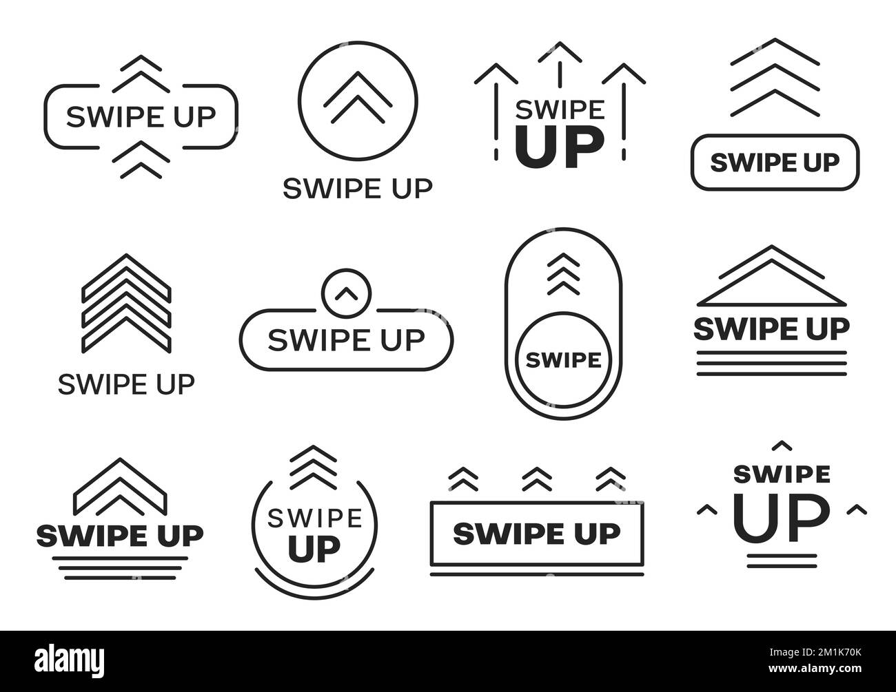 Swipe up icons and buttons. Application interface element, website ...