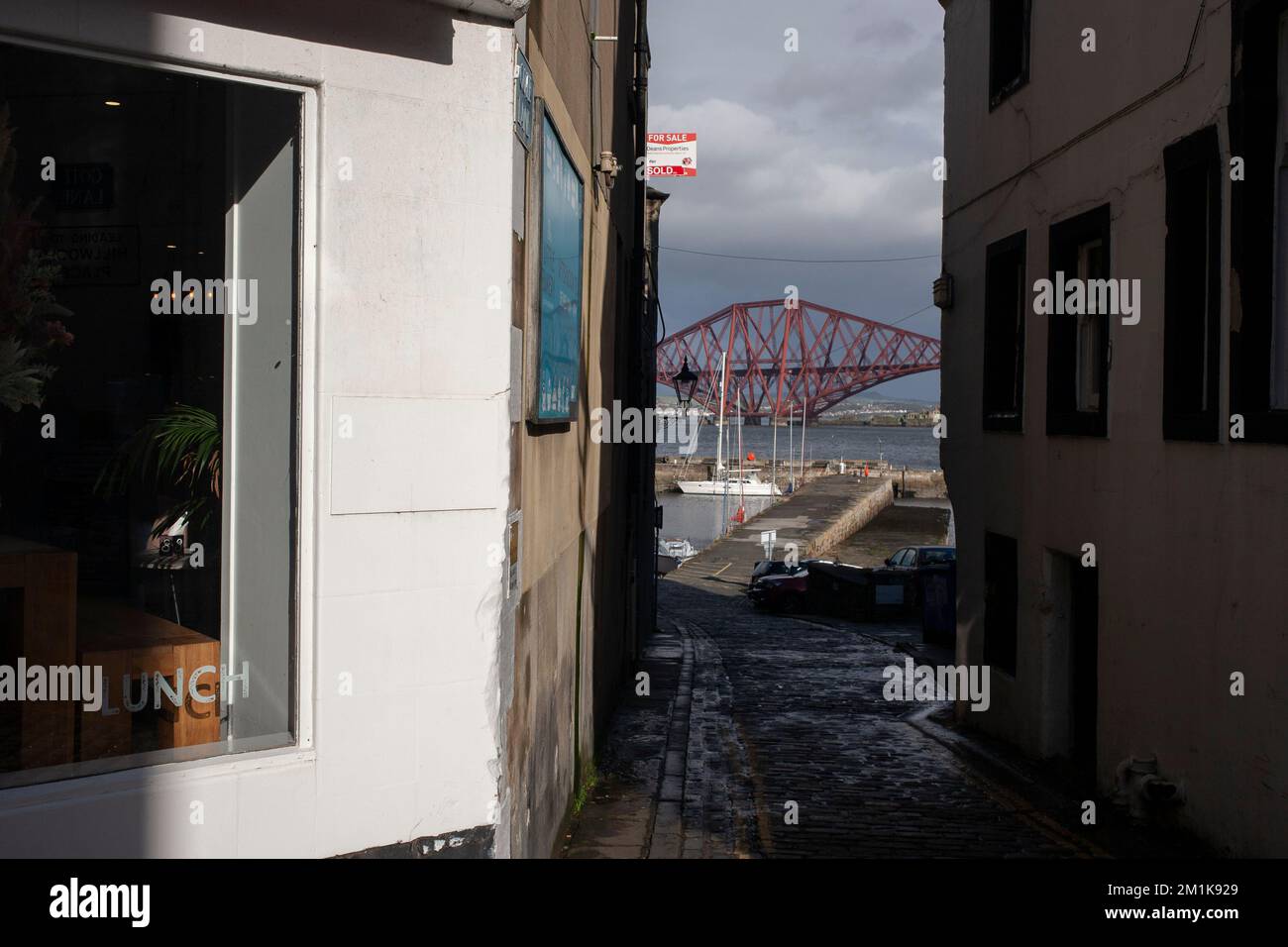 Forth rail bridge, seen from any alleyway in South Queensferry, West Lothian, Scotland UK 2022 Stock Photo