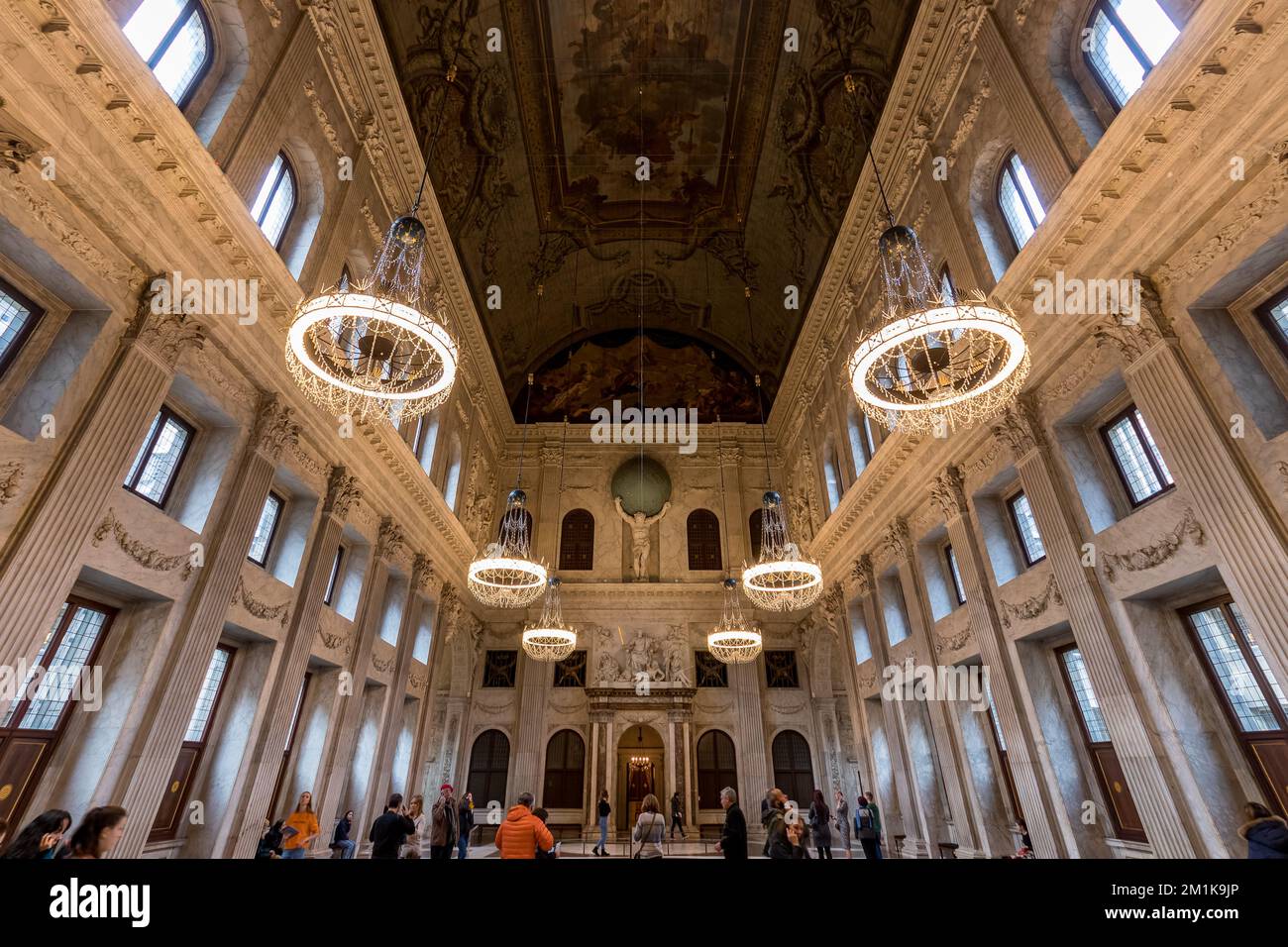 The interior of great Hall in the Paleis op de Dam, the Royal Palace, located in downtown Amsterdam Stock Photo